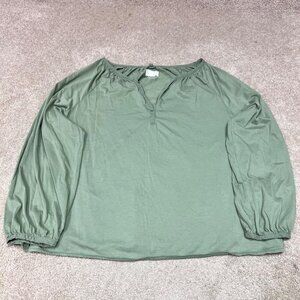 Lou & Grey Blouse Women's Green Size Large Long Sleeve